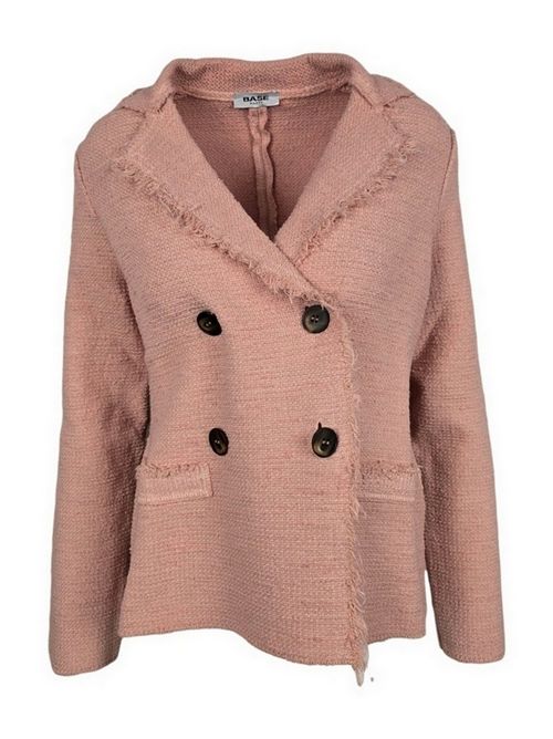 women's pink double-breasted knit jacket Base Milano | B1611-1725754